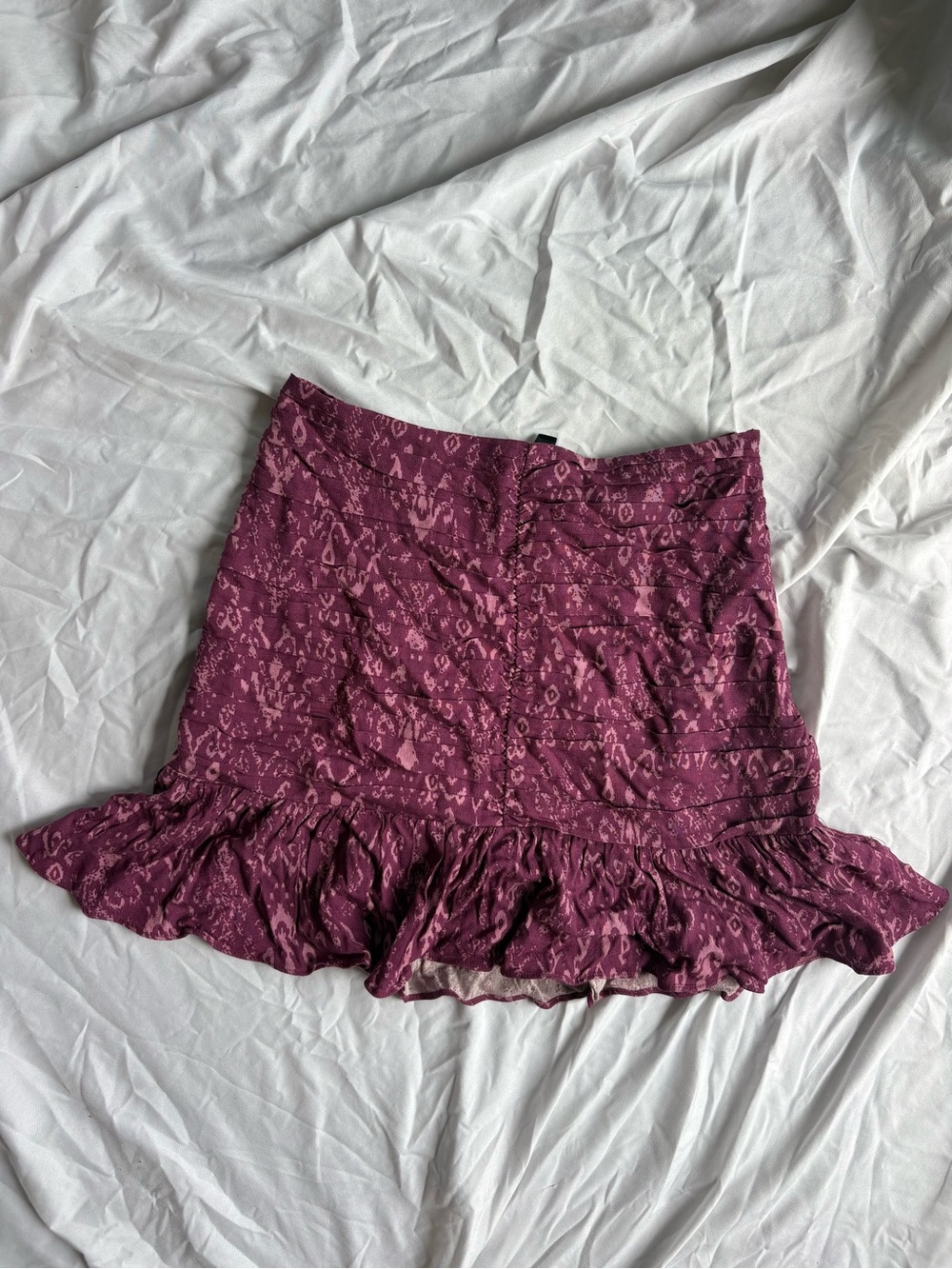 H&M Plum Printed Ruffle Mini Skirt